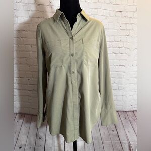 Chicos olive green button collared shirt